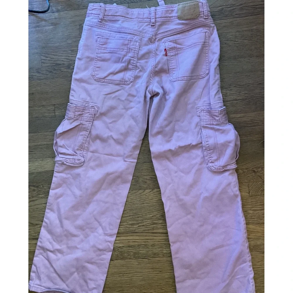 Levis Girls Pink Wide Leg Cargo Pants Utility Trousers Size 14